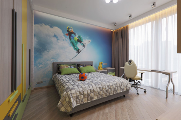 photo wallpaper with a snowboarder print