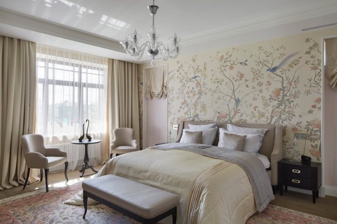 non-woven wallpaper in the bedroom
