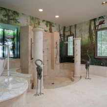 Wallpaper for the bathroom: pros and cons, types, design, 70 photos in the interior-28