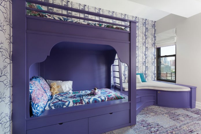 children's room in purple tones