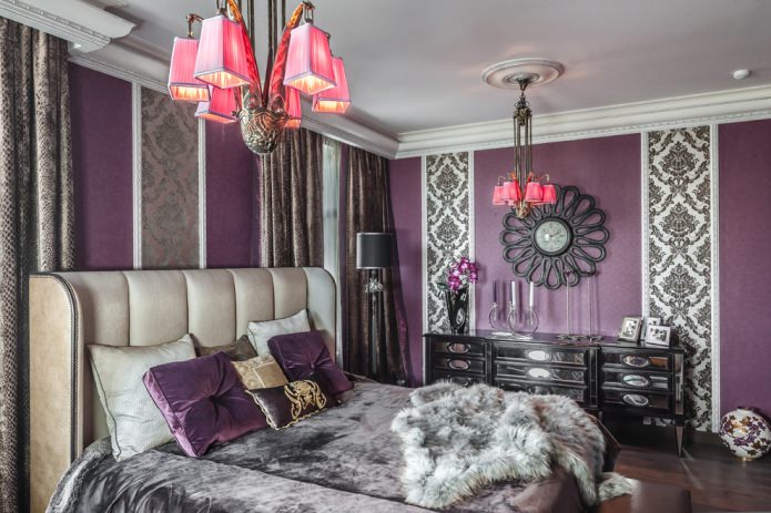 purple bedroom interior