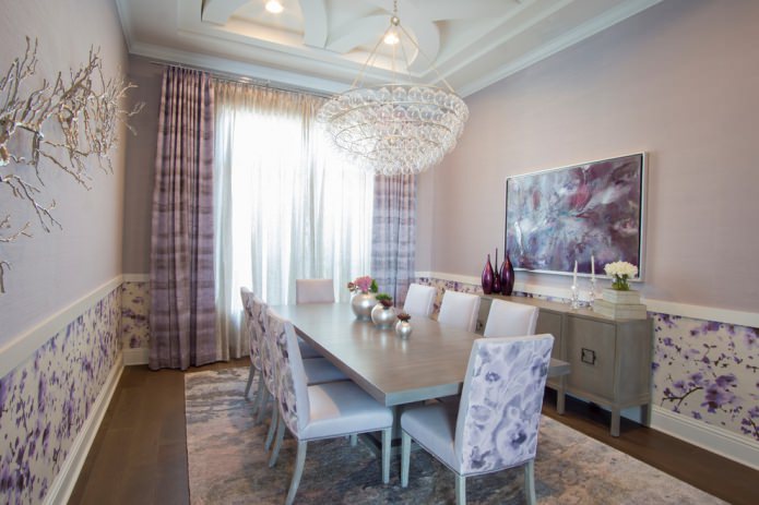 lilac curtains in the dining room