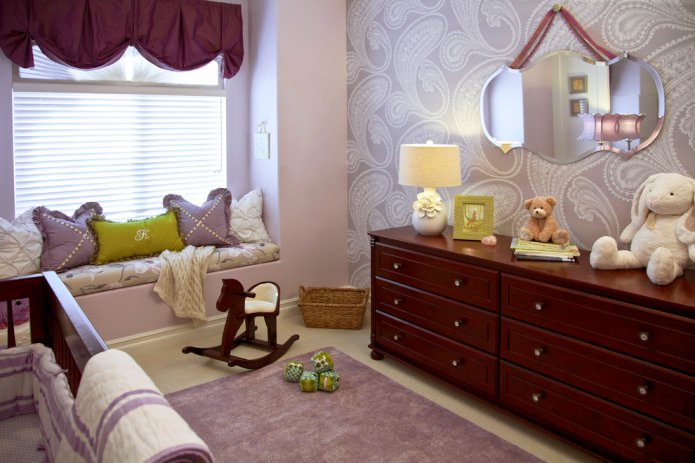 children's room with lilac walls