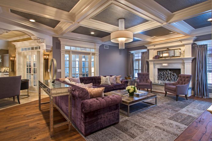 purple walls in the living room