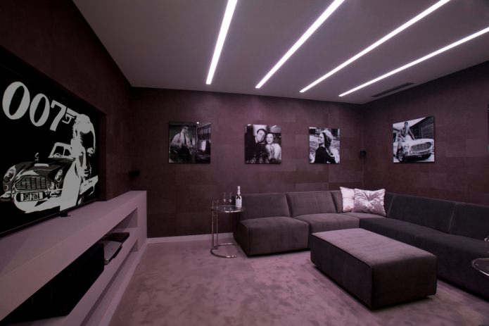living room in dark purple tones