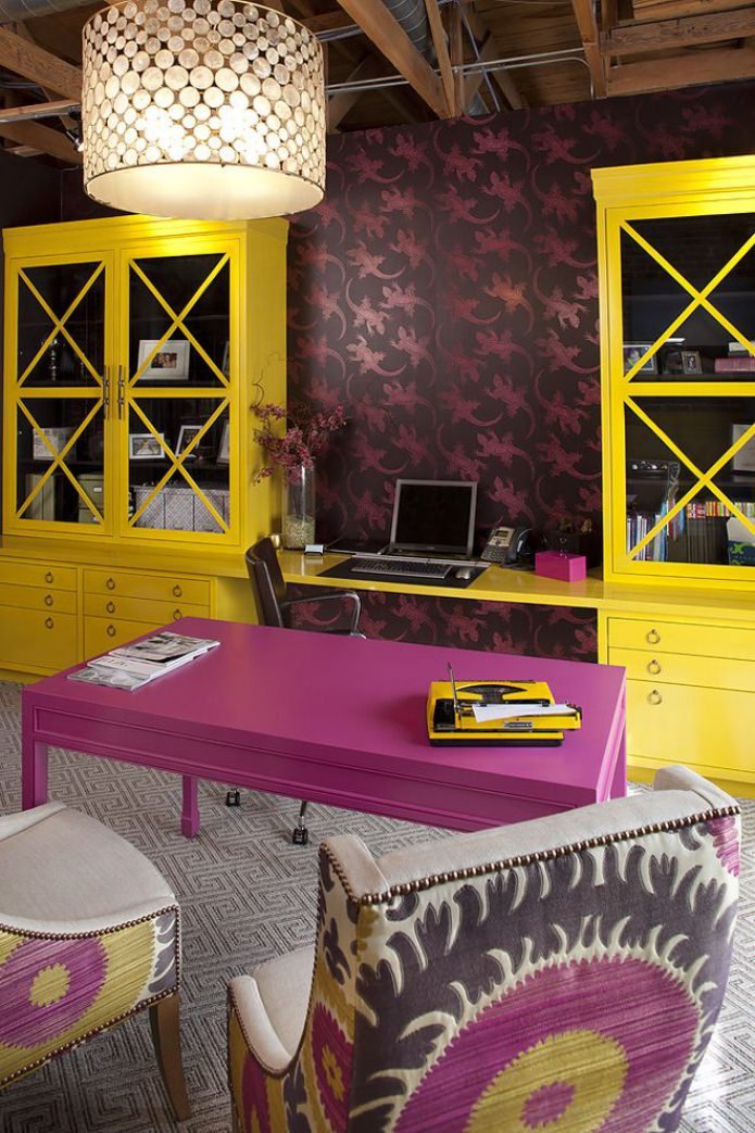 yellow and purple interior