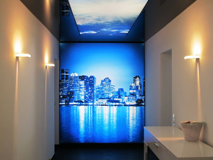 backlit photo wallpaper in the interior