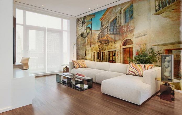 photo wallpaper with the image of the old town