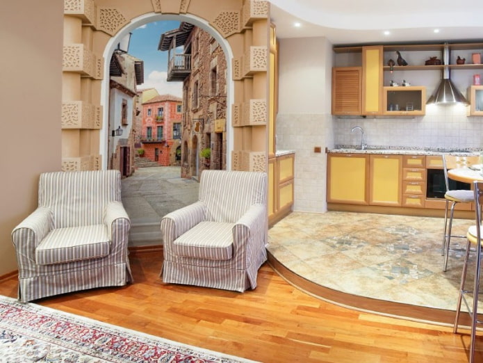 3D effect wallpaper in the interior