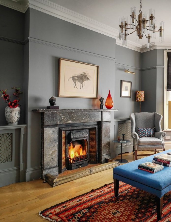 gray walls in the living room