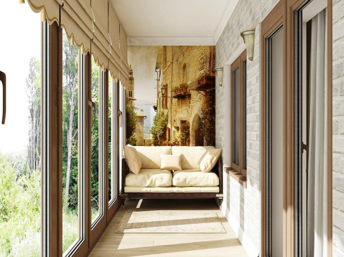 photo wallpaper on the loggia
