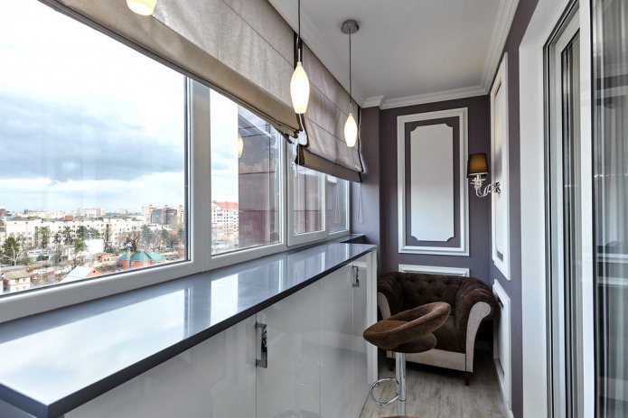 bar counter on the balcony from the window sill