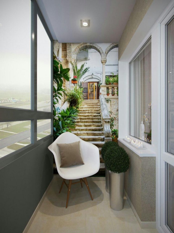 photo wallpaper on the balcony