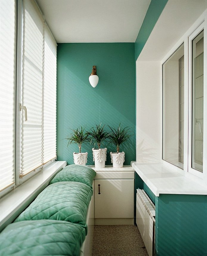 white pleated blinds on the loggia
