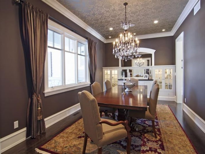 brown ceiling wallpaper in the interior