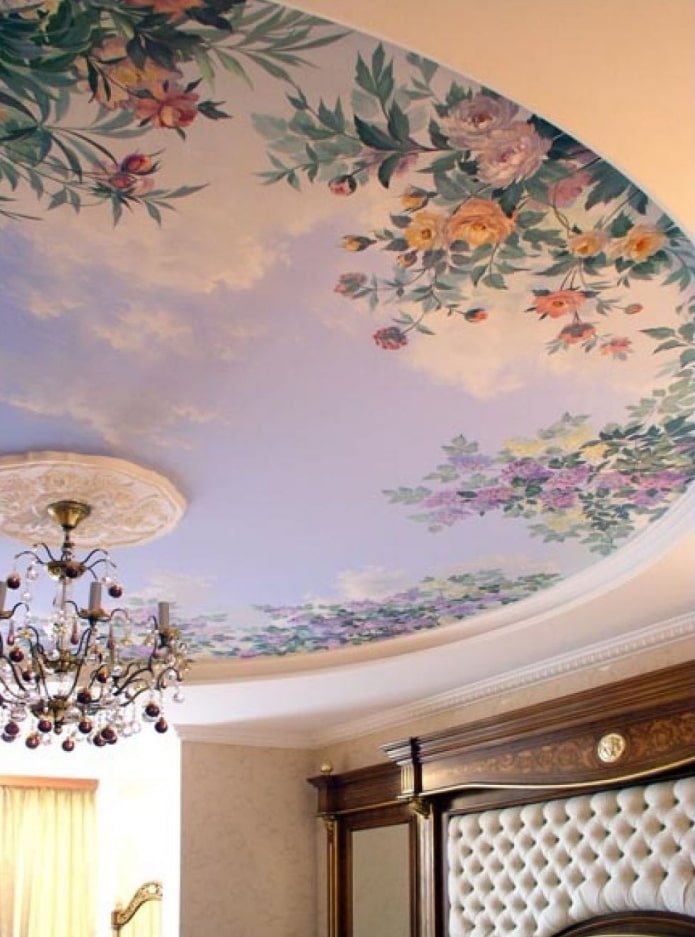 interior with fresco ceiling wallpaper