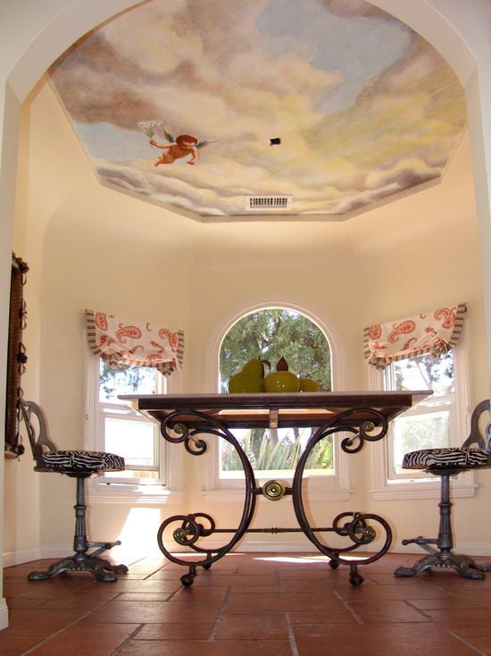 interior with fresco ceiling wallpaper