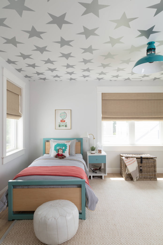 white ceiling wallpaper in the interior
