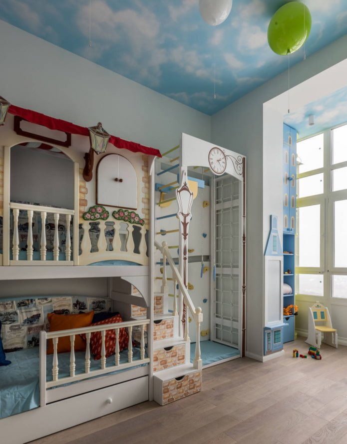 wallpaper with the image of the sky on the ceiling