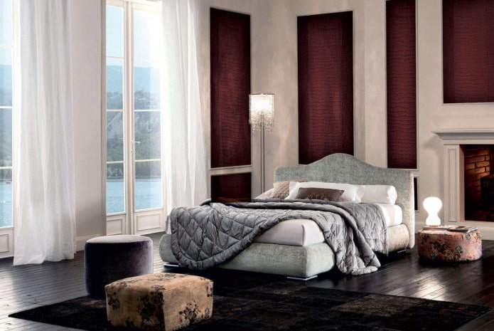 red leather wallpaper in the interior