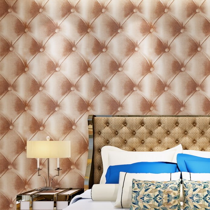 wallpaper with the effect of quilted leather