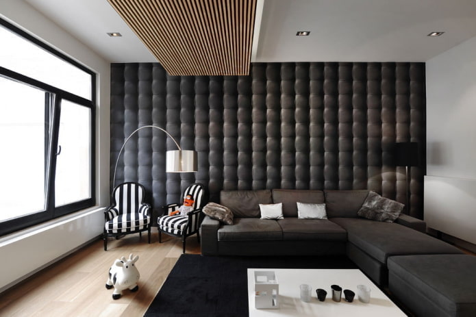wallpaper with the effect of quilted leather