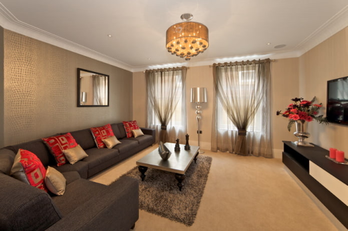 beige leather wallpaper in the interior