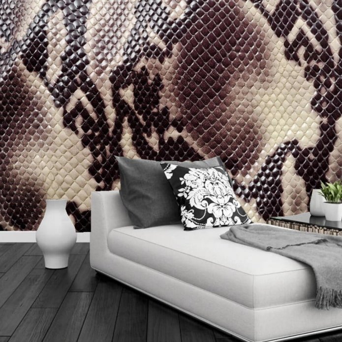 3D photo wallpaper imitating leather