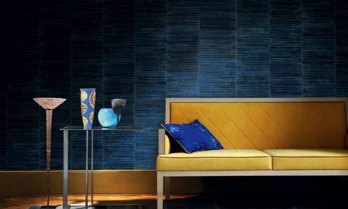 leather wallpaper with stripes in the interior