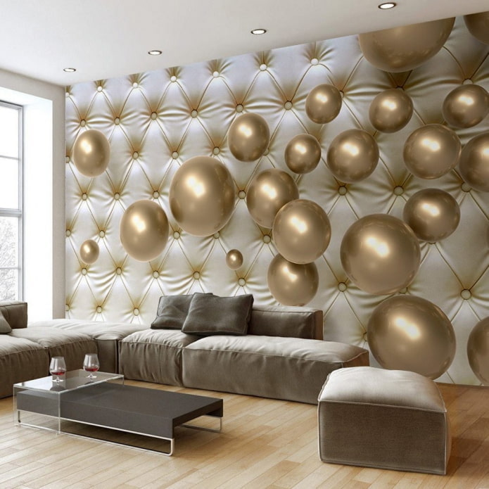 3D photo wallpaper imitating leather