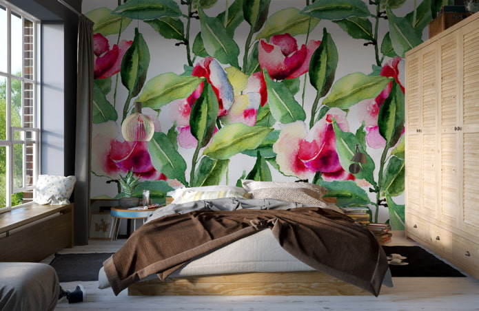 wallpaper with watercolor floral design