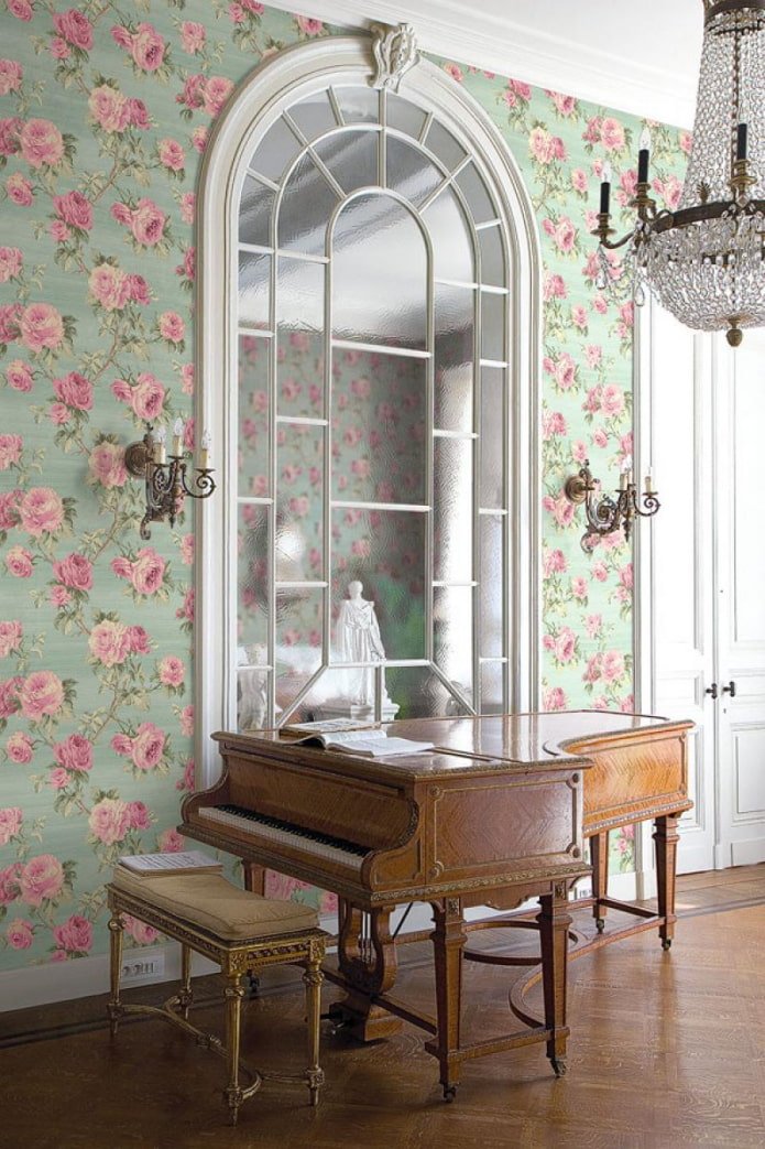 floral wallpaper in a classic interior