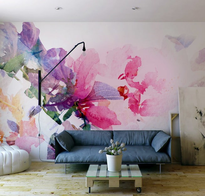 wallpaper with watercolor floral design