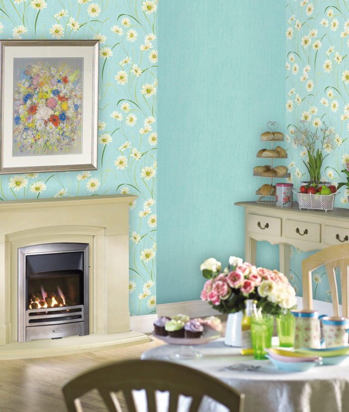 chamomile wallpaper in the interior