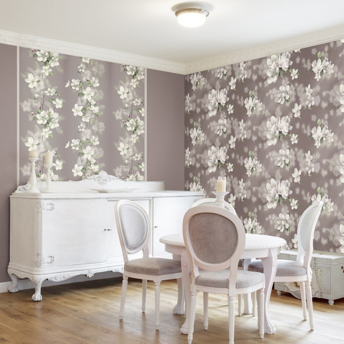 wallpaper with a blossoming apple tree