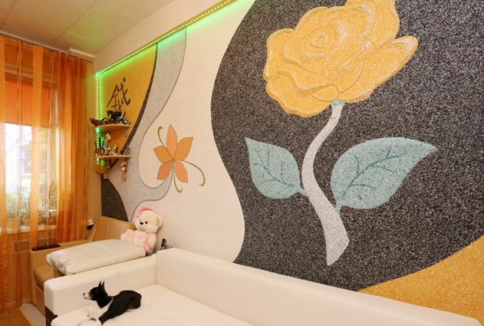 liquid wallpaper with a floral pattern