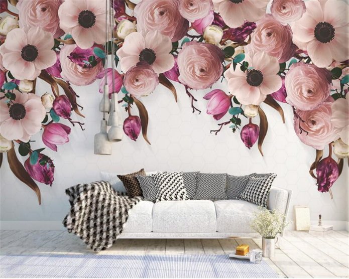 photo wallpaper with flowers