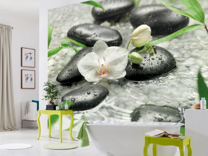 flower composition with stones