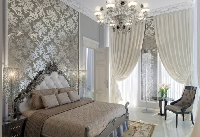 silver wallpaper in the interior