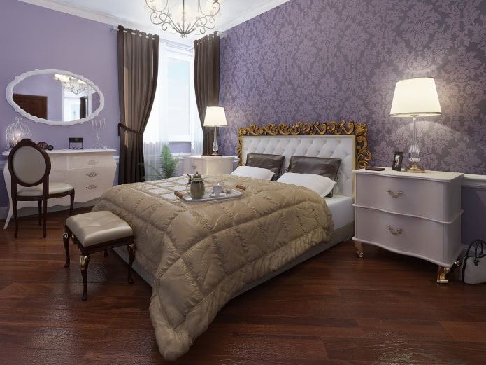 purple wallpaper with a monogram ornament