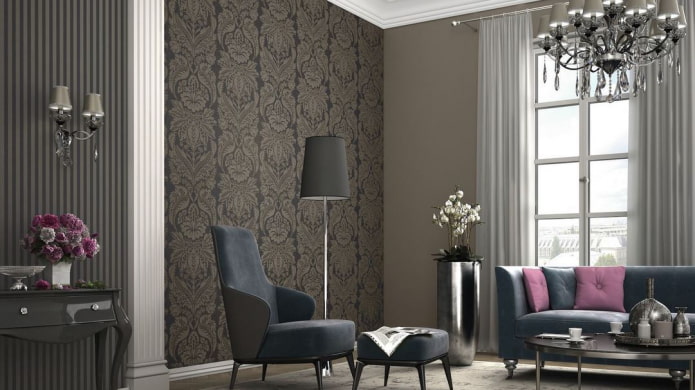 brown wallpaper with a monogram pattern