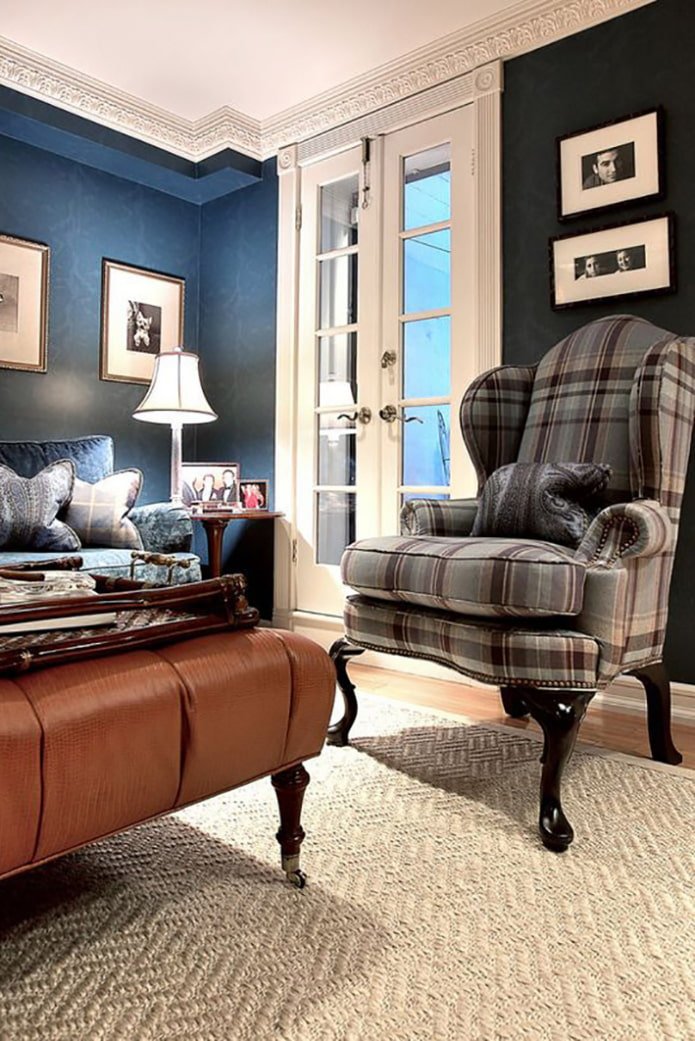 Blue in the living room interior