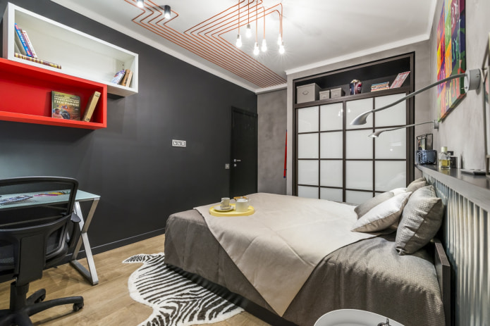 black wallpaper in the bedroom