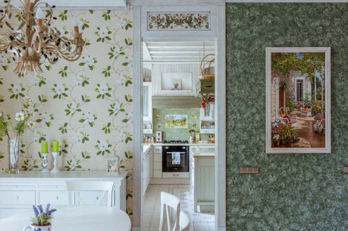green wallpaper with flowers