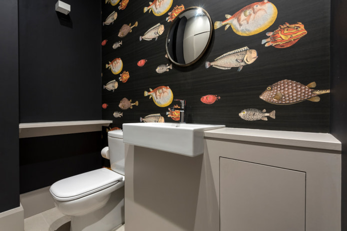black wallpaper with fish
