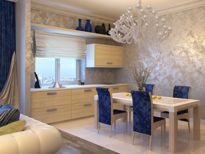 silver walls in the kitchen