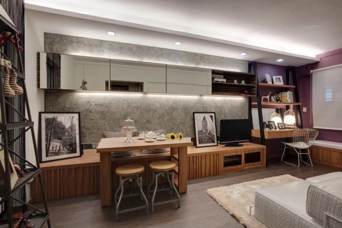 gray wallpaper imitating Venetian plaster