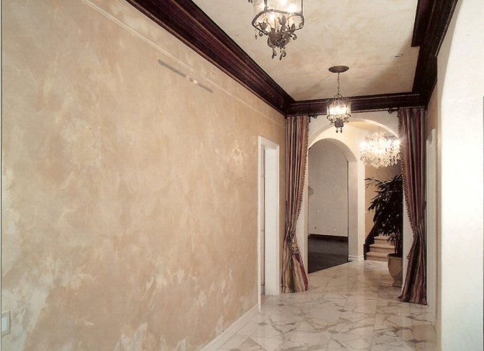 cream walls in the hallway