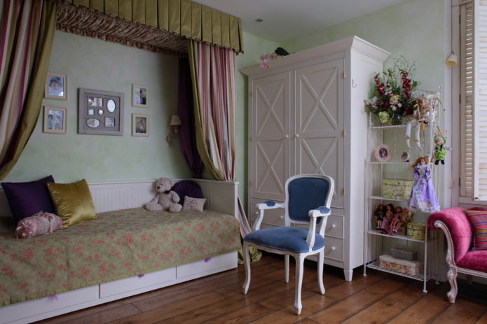 Wallpaper behind the wardrobe in the children's room