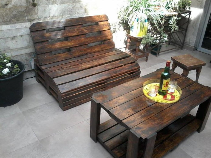 garden furniture made of charred wood